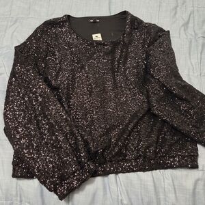Express Black Sequin Top